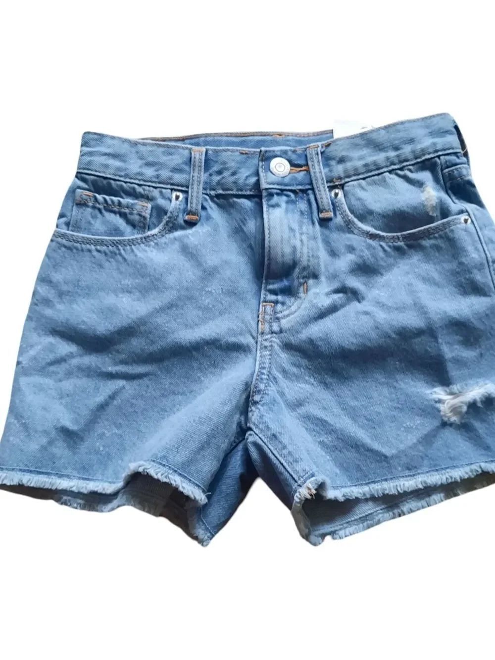 Old Navy Light Blue Denim Heart Print Frayed Hem Shorts